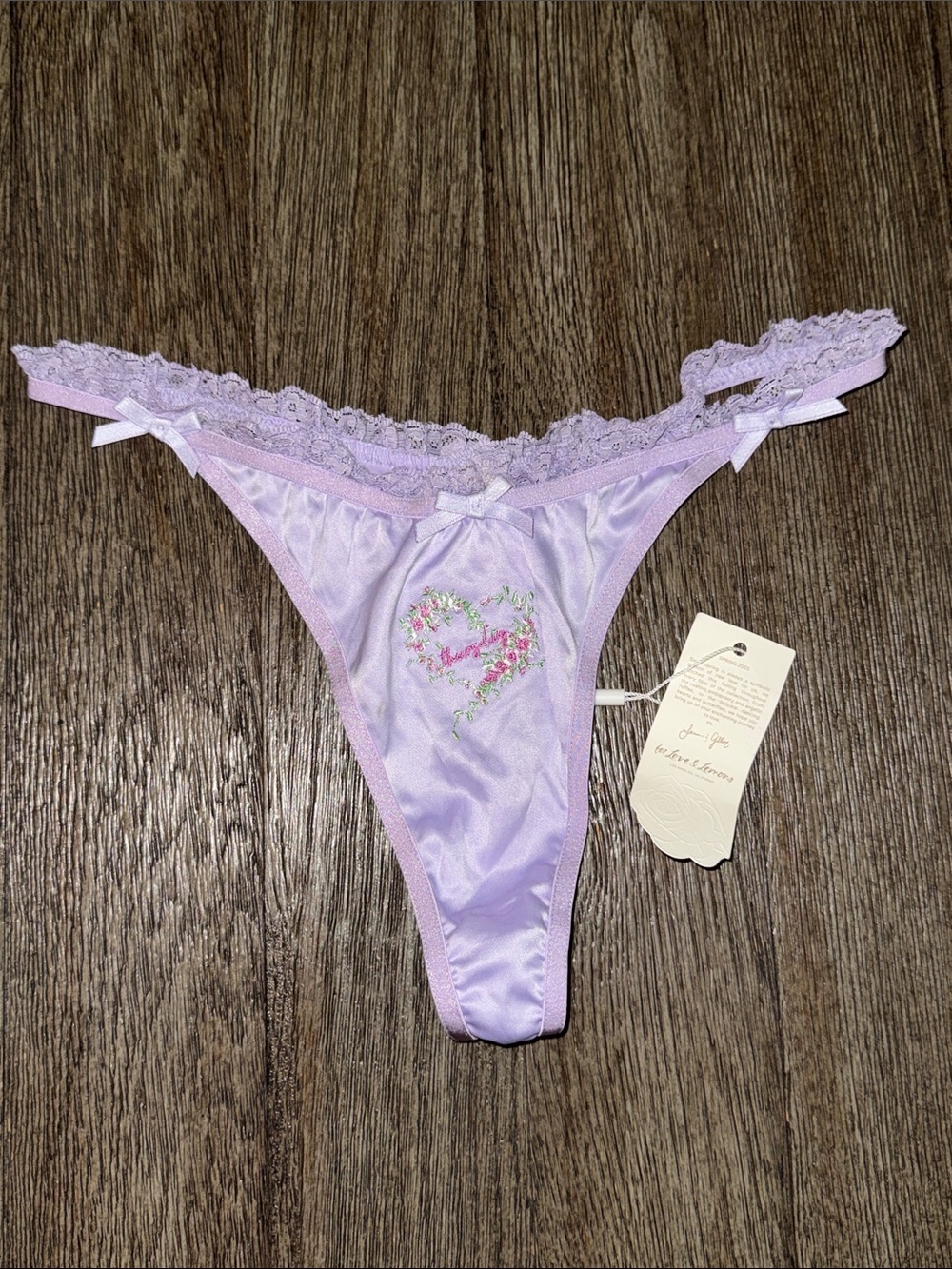 For Love and Lemons Thursday Day of the Week Satin Thong Panties
